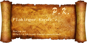 Plakinger Kenéz névjegykártya